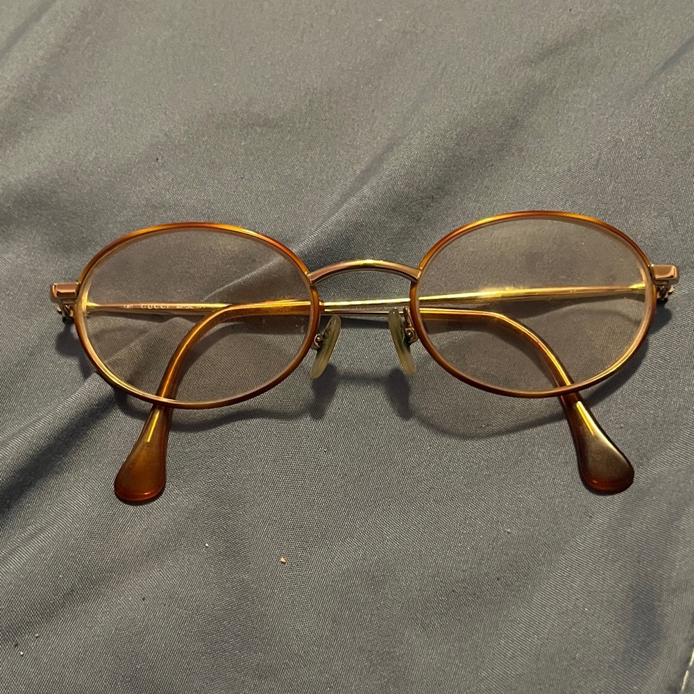 vintage gucci Gold and Brown Glasses - Picture 1 of 7